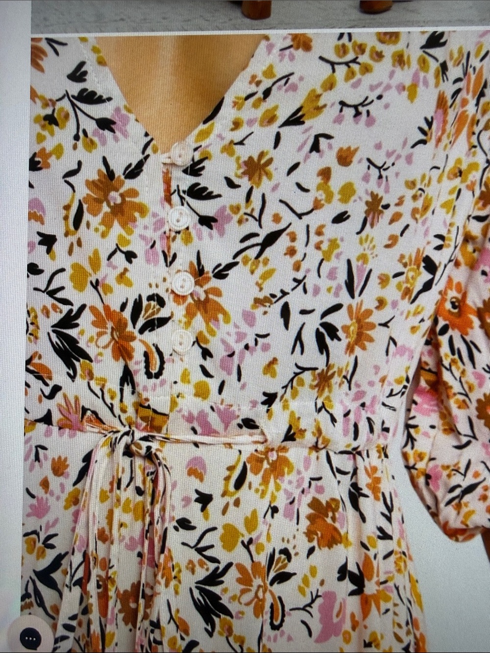 Petal & Pup Kelda Maxi Dress Floral 3/4 Sleeve Drawstring Cinched Waist Autumn L - Picture 8 of 16